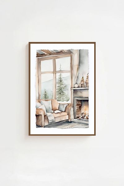 Artavessa Комплект за картини с кафява рамка от истинско дърво - Модел 28