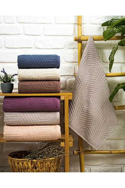 Hazangülü Buldan Üretim مهر جاكار هرمي 6 قطع منشفة يد/وجه I 50x90