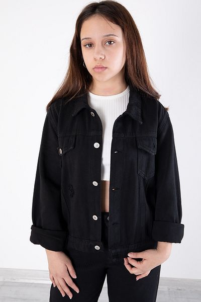 Cansın Mini Черен костюм с бродерия и яке за момиче 20362