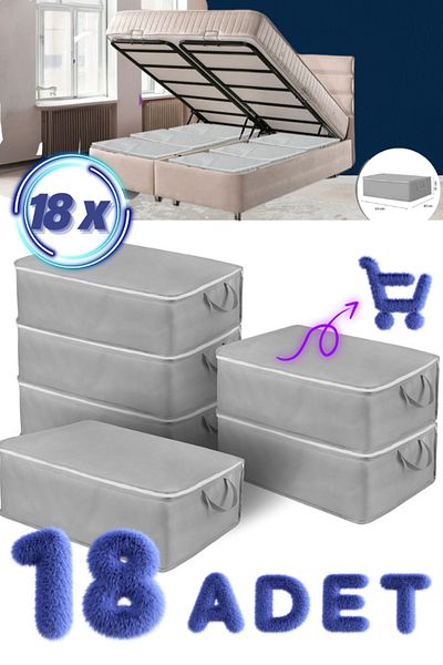 YEGGE 18 Pcs Anthracite Gray under Base - 64X45X22 cm Large Size under Base and Sofa Bed Storage