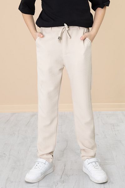 Cansın Mini Cream Double Leg Boy's Jogger Fabric Trousers 20053