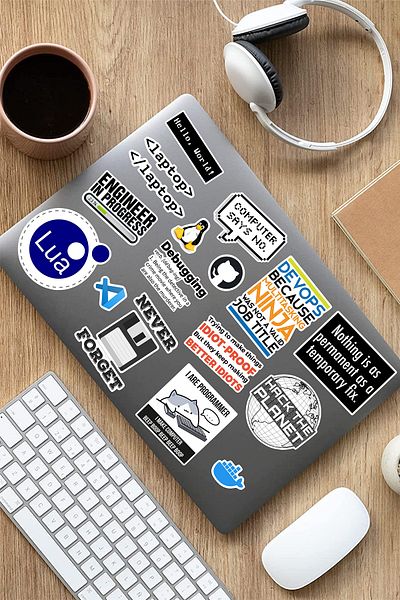AR Sticker مجموعة ملصقات للكمبيوتر المحمول والكمبيوتر المحمول تحت عنوان البرامج والبرمجيات مكونة من 7 قطع