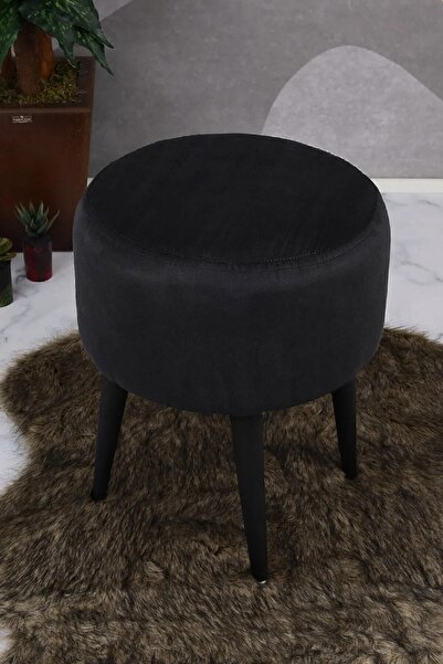 PufyHome Fix Etna Siyah Özel Tasarım Gürgen Ayaklı Çok Amaçlı Puf Koltuk