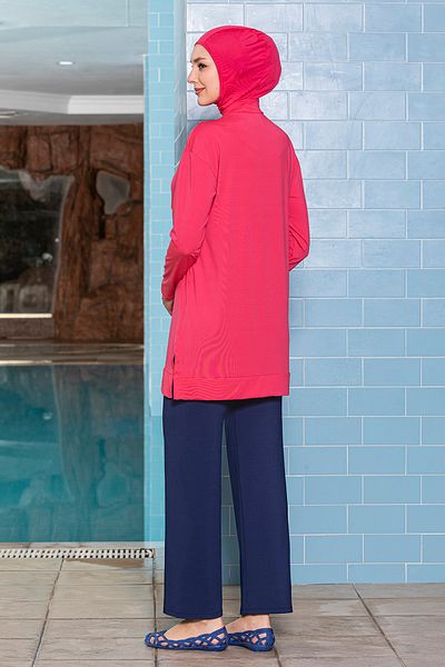 REMSA Fuchsia Hijab Swimsuit 1254 - Front Pocket and Lycra