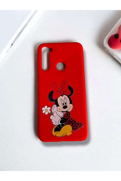 Merwish حافظة هاتف فاخرة متوافقة مع هاتف Xiaomi Redmi Note 8 مع حماية لعدسة الكاميرا ونمط ديزي ميني باللون الأحمر