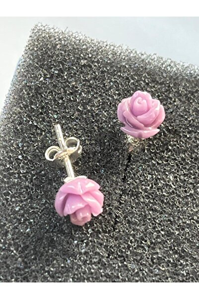 Bilsen Store 925 Ayar Gümüş Mor Gül Küpe