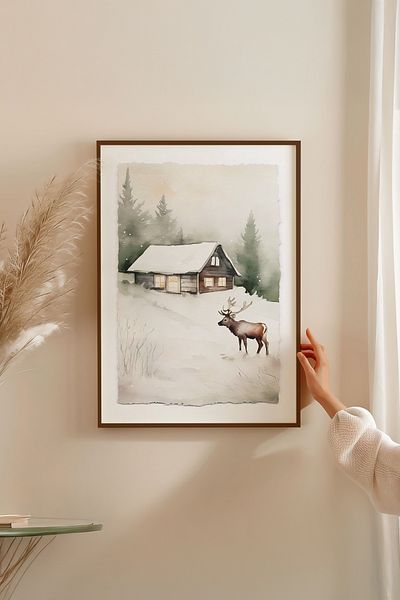 Artavessa Комплект за картини с кафява рамка от истинско дърво - Модел 35
