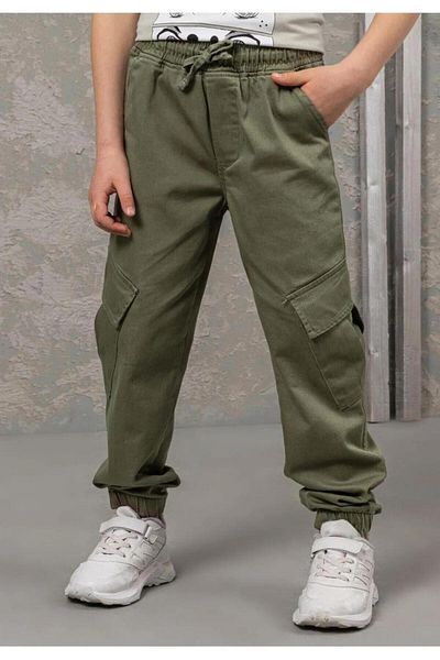 Magu Boy's Green Waisted Elastic Cargo Pants
