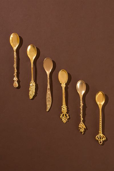 Porsima 004 Set of 6 Gold Teaspoons - Presentation and Dowry Spoons