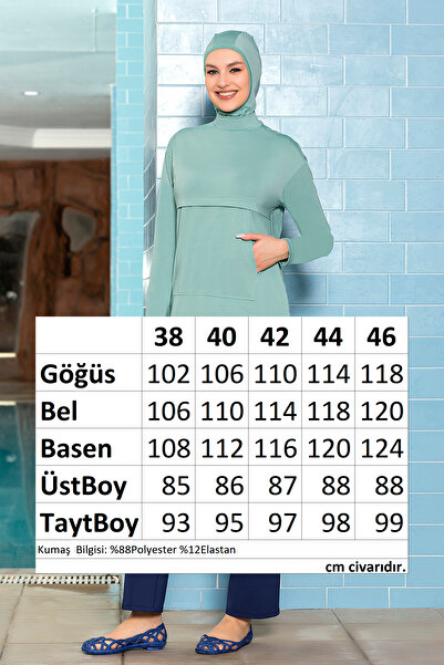 REMSA Lycra Full Covered Hijab Μαγιό με μπροστινή τσέπη 1254 Mint