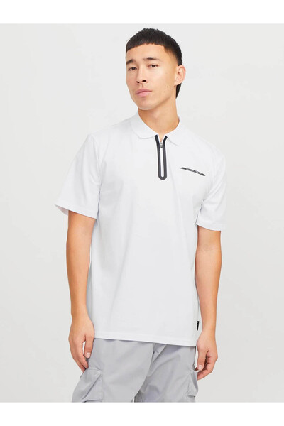 Jack & Jones Мъжка тениска Jcofusion Pique Polo SS, бяла, 12273127