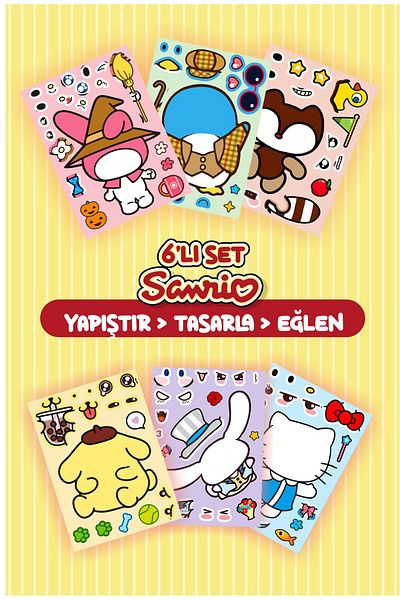 Piksel Grafik Sanrio Kawaii - Anime Face for Kids Puzzle and Stickers Set002