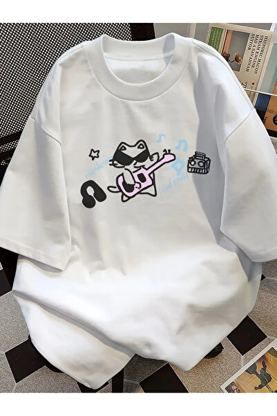 Frisson Femei pisică Graffiti cu imprimeu Largi tricou