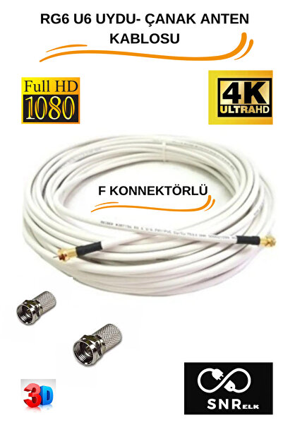 SNRELK 30 METRE 64 Tel Rg6/u6 Full Hd 3d 4k Anten Tv Uydu Lnb Kablosu ( F KONNEKTÖRLÜ TAK ÇALIŞTIR )