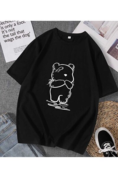 WOODROFFE Unisex Oversize kroj Medvedić Štampano Ležerni dečko T-shirt