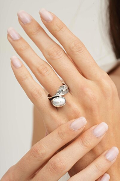 Sümer Telkari İnci Taşlı Çekiç Dövme Elişi Tasarım Gümüş Yüzük 5831