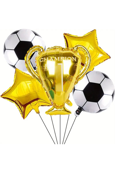ATAKENT PARTİ Championship Cup Balloon and Football Foil Balloon Set, Birthday Supplies, Soccer Party Ornaments