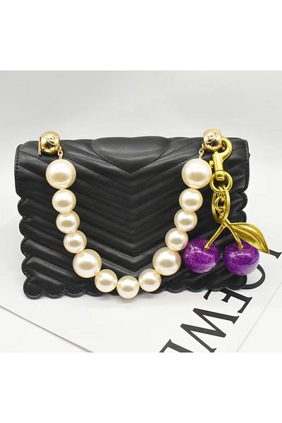Siriderya Cherry Keychain Purple Bag Ornament Charm Cherry Purple Gold
