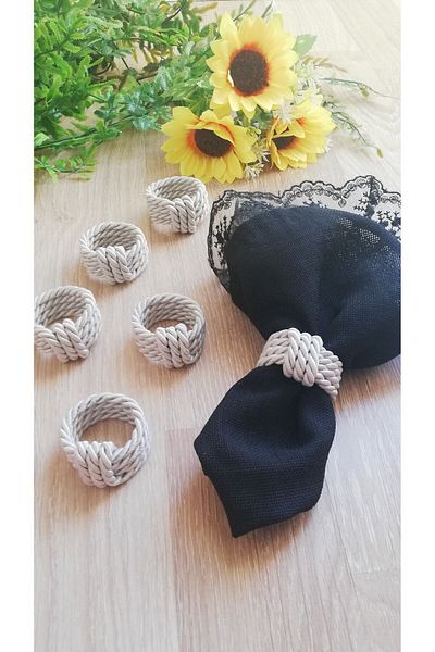 LİMOMİ Gray Cord 6-Piece Napkin Ring Ring