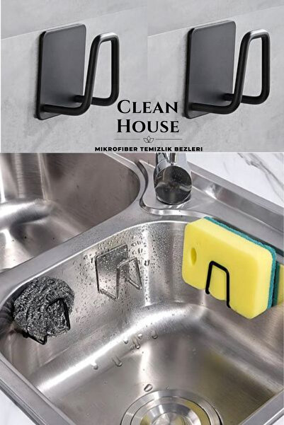 CLEAN HOUSE ( 2 ADET ) Şık Tasarım Telli Bulaşık Süngeri Tutacağı 3M Yapışkan...