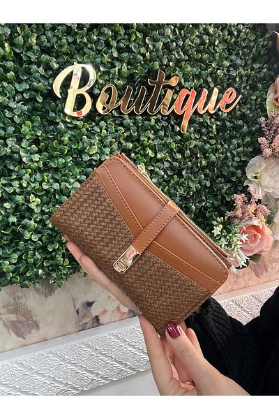 Baykuş Boutique Women's Wallet with Knitted Model Paper and Coin Compartment