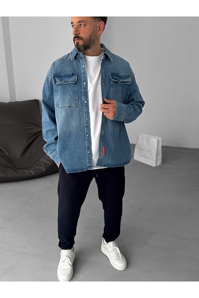 BYBASICMAN Blue Button Pocket Washed Denim Jacket C-1507