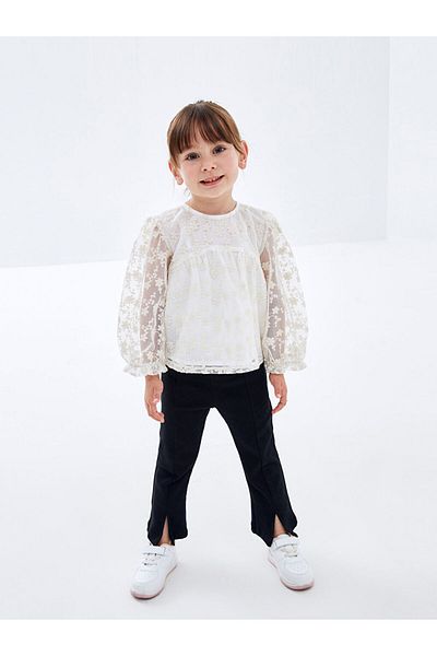 LC Waikiki New Season Crew Neck Long Sleeve Baby Girl Blouse and Leggings Pants 2 Pcs - S4Mf29Z1