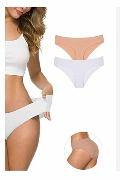 Nokta Moda Chiloți de damă cu talie înaltă, tăiați cu laser, 3 bucăți, alb crem, 100% bumbac, lycra moale