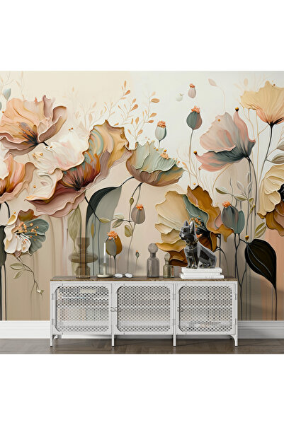 Pluswall Soyut Çiçekler Pastel Boya Duvar Kağıdı, Salon Duvar Kağıdı, Yatak Odası Duvar Kağıdı