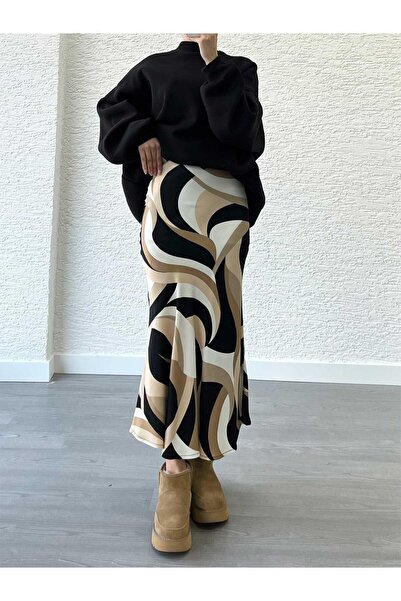 MELEK ARAZ Сатенена пола с геометрични шарки