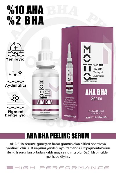 Motto Plus Professional 30ml High End Peeling - 10% AHA 2% BHA Renewing and Brightening Serum