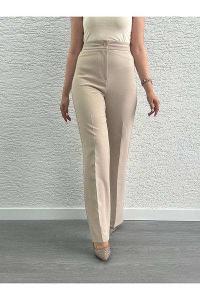 MELEK ARAZ Stone Palazzo Leg Trousers