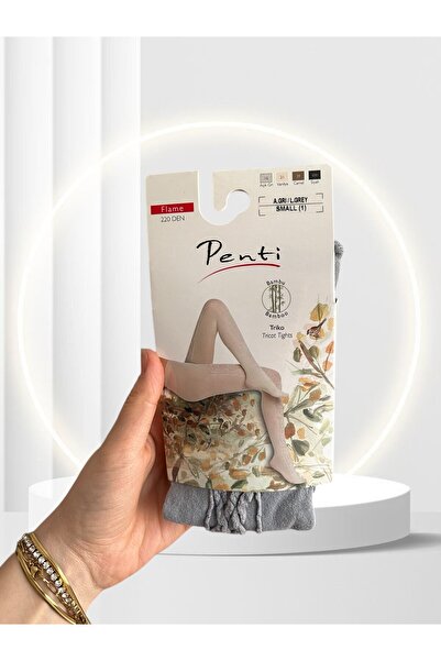 İntive Lingerie Flame 220 Denim Geometric Patterned Bamboo Added Knitwear Pantyhose