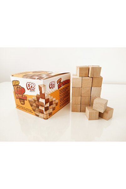 Genel Markalar Ahşap Küp Blok, Montessori Birim Küpler, 2x2x2 Cm, Doğal Ahşap...