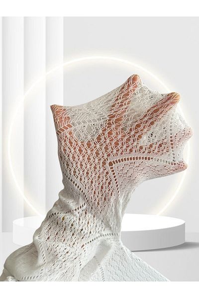 İntive Lingerie Pc Paris Susanne White Patterned Mesh Stylish Modern Pantyhose