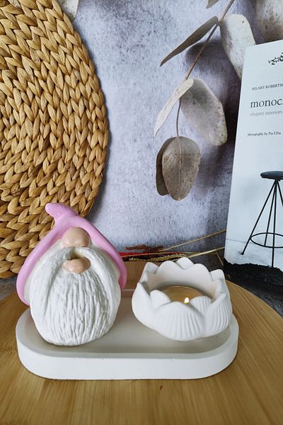 puridadesign Decorative Lucky Dwarf, Gnome Incense Burner and Candle Holder Set