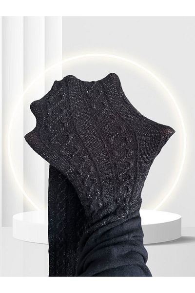 İntive Lingerie Chiloți cu model cu șnur strălucitor Karina Bamboo 180 Dens culoare negru-argintiu