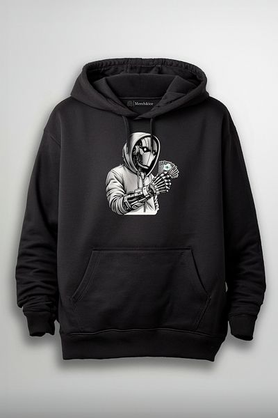 Merch&ice Hanorac unisex cu imprimeu robot care ține 1 dolar