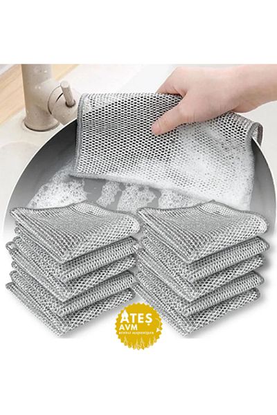 Euro Pink 10Pcs Highqual Multi-Purpose Inox Wire Cleaning Cloth Non-Scratch Dishcloth Single Layer Tough Dirt Cloth