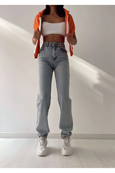 LİMABEL Milano Lara Rose Hooden Lycra Γυναικεία Ice Blue Snow Wash Σούπερ ψηλόμεσο φαρδύ τζιν