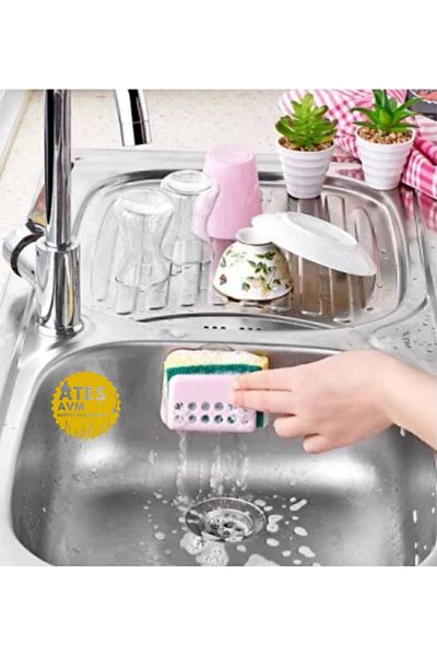Euro Pink Super Sponge Matic - Dish Sponge Sponge Hanger - Sponge Matic with Suction Cup