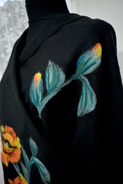 AYNALI BOHÇA Women's Black Wool Felting Etol Shawl