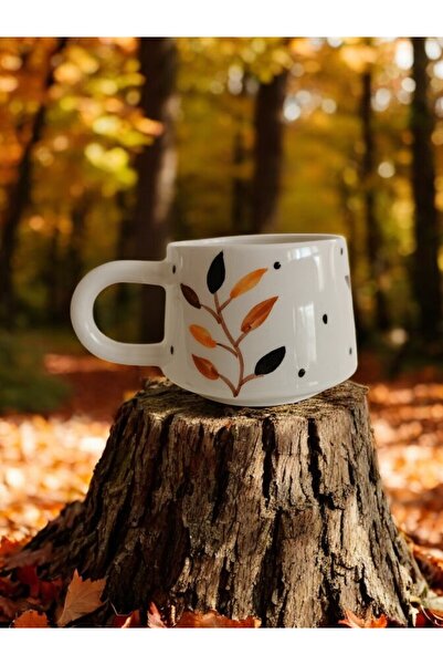 İlbay Çini Takı El Işi Bozkır Desenli Klasik Seramik Kupa Bardak Mug