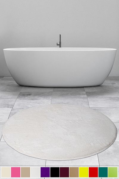 Dokumacıoğlu Elite Cream - 120x120 cm Στρογγυλό, Αντιολισθητικό Μοκέτα Μπάνιου Pufidik