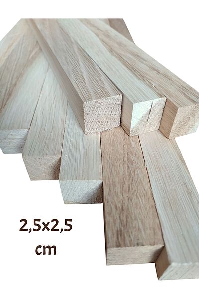 değerli hobi 2.5 X 2.5 cm Baked Smooth Wood Oak Stick - 20 Cm, 12 Pieces