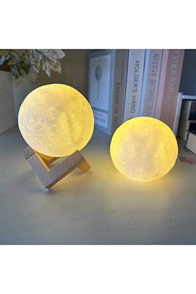 Meyra Accessories ay gece lambası standlı 3D baskılı pilli ay ve galaxy gece ...