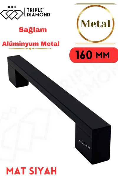 Triple Diamond 160 mm Metal Siyah Çekmece Kulpları Dolap Mutfak Mobilya Kulpu...