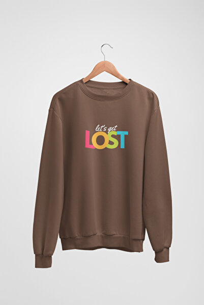 Butik Unisex Long Sleeve Lost Transfer Printed Crew Neck Sweatshirt