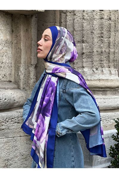 Modakaşmir Σάλι μπαμπού με μοτίβο τριαντάφυλλου