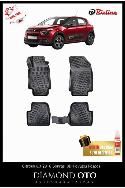 Rizline Citroen C3 3d havuzlu paspas 2017-2018-2019-2020-2021-2022-2023-2024
